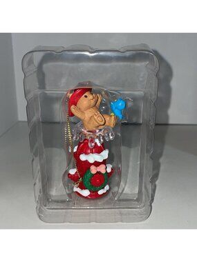 1992 Vintage Lustre Fame Bear Fireman Sitting on Fire Hydrant Christmas Ornament